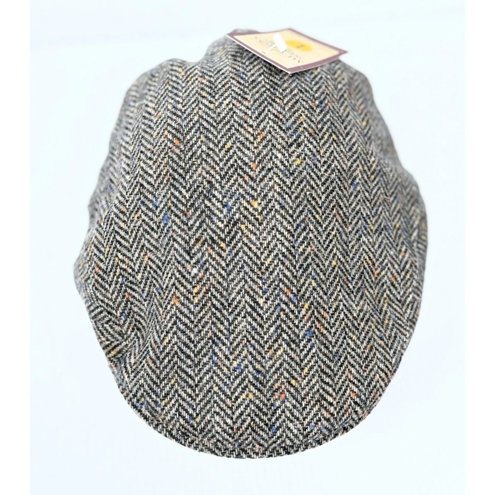 Mucros Weavers Trinity Wool Flat Cap Size L Gray Herringbone Tweed Ireland